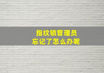 指纹锁管理员忘记了怎么办呢