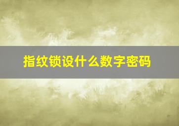 指纹锁设什么数字密码