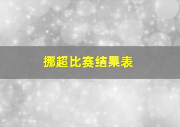 挪超比赛结果表