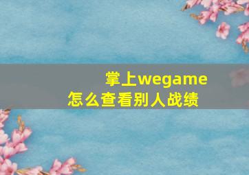 掌上wegame怎么查看别人战绩