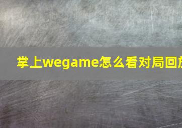 掌上wegame怎么看对局回放