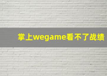 掌上wegame看不了战绩