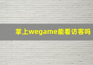 掌上wegame能看访客吗