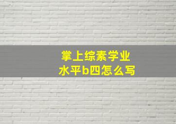 掌上综素学业水平b四怎么写