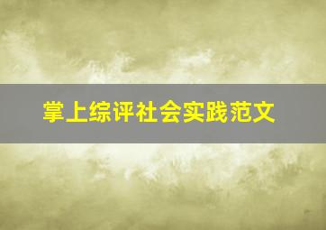 掌上综评社会实践范文