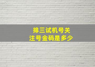 排三试机号关注号金码是多少