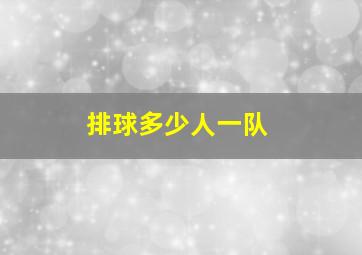 排球多少人一队