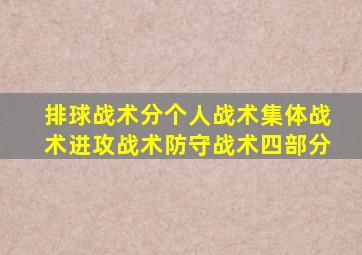 排球战术分个人战术集体战术进攻战术防守战术四部分