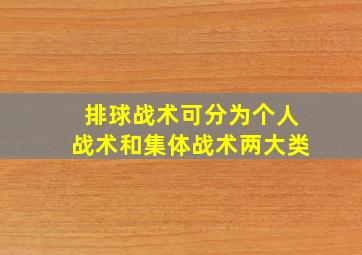 排球战术可分为个人战术和集体战术两大类