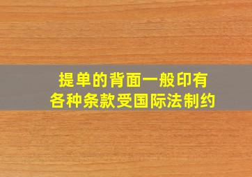 提单的背面一般印有各种条款受国际法制约