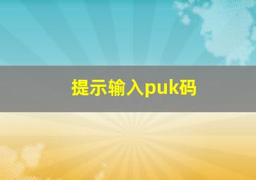 提示输入puk码