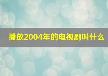 播放2004年的电视剧叫什么