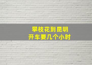 攀枝花到昆明开车要几个小时