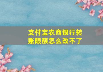 支付宝农商银行转账限额怎么改不了