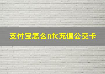 支付宝怎么nfc充值公交卡