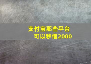 支付宝那些平台可以秒借2000