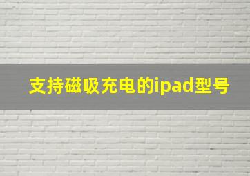 支持磁吸充电的ipad型号