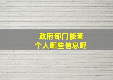 政府部门能查个人哪些信息呢