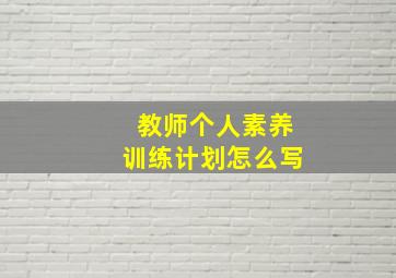 教师个人素养训练计划怎么写