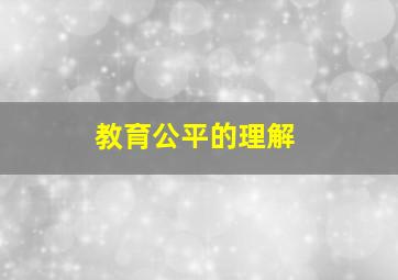 教育公平的理解