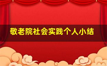 敬老院社会实践个人小结