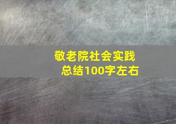 敬老院社会实践总结100字左右