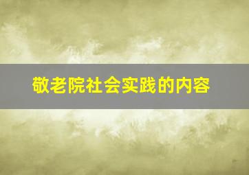 敬老院社会实践的内容