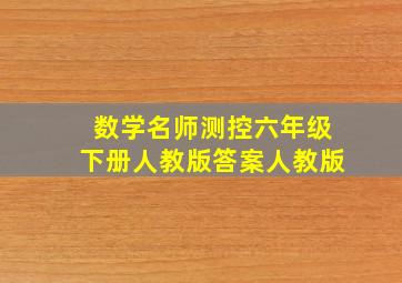 数学名师测控六年级下册人教版答案人教版