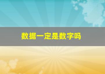 数据一定是数字吗