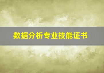 数据分析专业技能证书