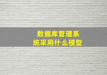 数据库管理系统采用什么模型