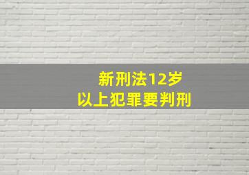 新刑法12岁以上犯罪要判刑