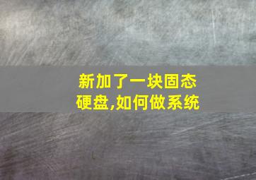 新加了一块固态硬盘,如何做系统