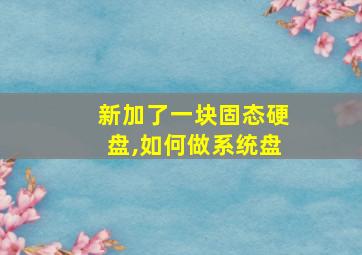 新加了一块固态硬盘,如何做系统盘