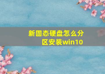 新固态硬盘怎么分区安装win10