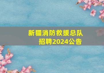 新疆消防救援总队招聘2024公告