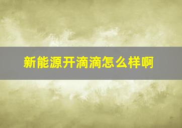 新能源开滴滴怎么样啊