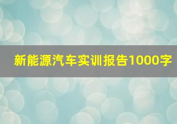 新能源汽车实训报告1000字