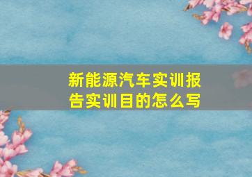 新能源汽车实训报告实训目的怎么写