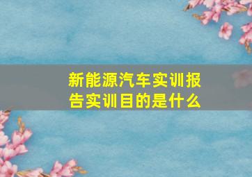 新能源汽车实训报告实训目的是什么