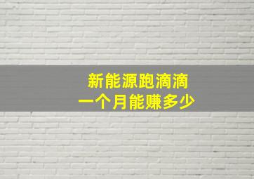 新能源跑滴滴一个月能赚多少