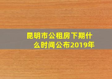 昆明市公租房下期什么时间公布2019年