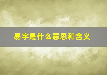 易字是什么意思和含义