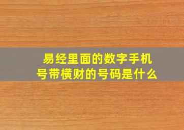 易经里面的数字手机号带横财的号码是什么