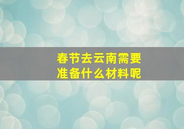 春节去云南需要准备什么材料呢