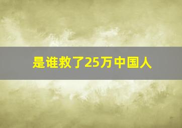 是谁救了25万中国人