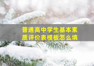 普通高中学生基本素质评价表模板怎么填