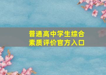 普通高中学生综合素质评价官方入口