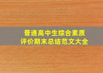 普通高中生综合素质评价期末总结范文大全