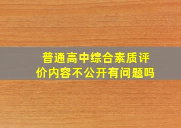 普通高中综合素质评价内容不公开有问题吗